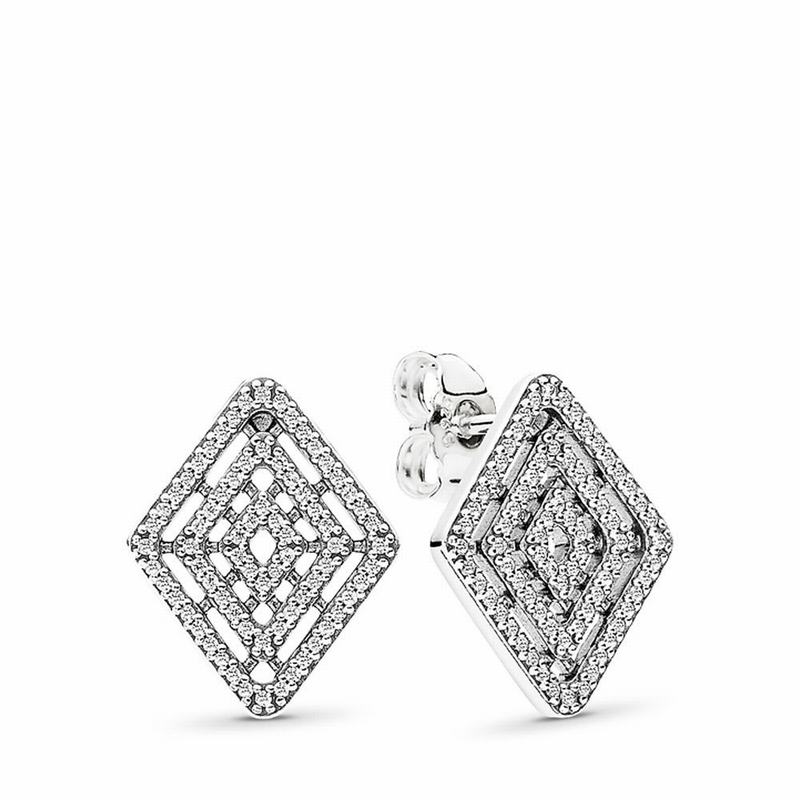 Pandora Geometric Lines Stud Earrings Silver Egypt HN2789156